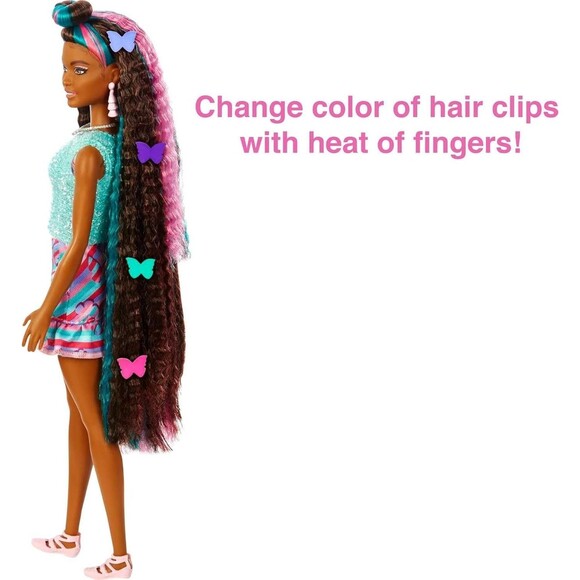 Barbie Totally Hair Doll, Butterfly-Themed with 8.5-inch Fantasy Hair, NEW - Picture 4 of 12